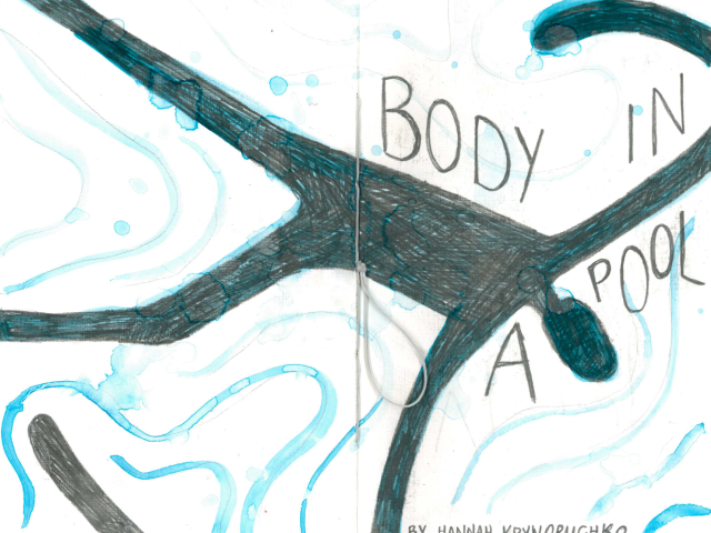 An illustration of a silouhette of a body in a pool.