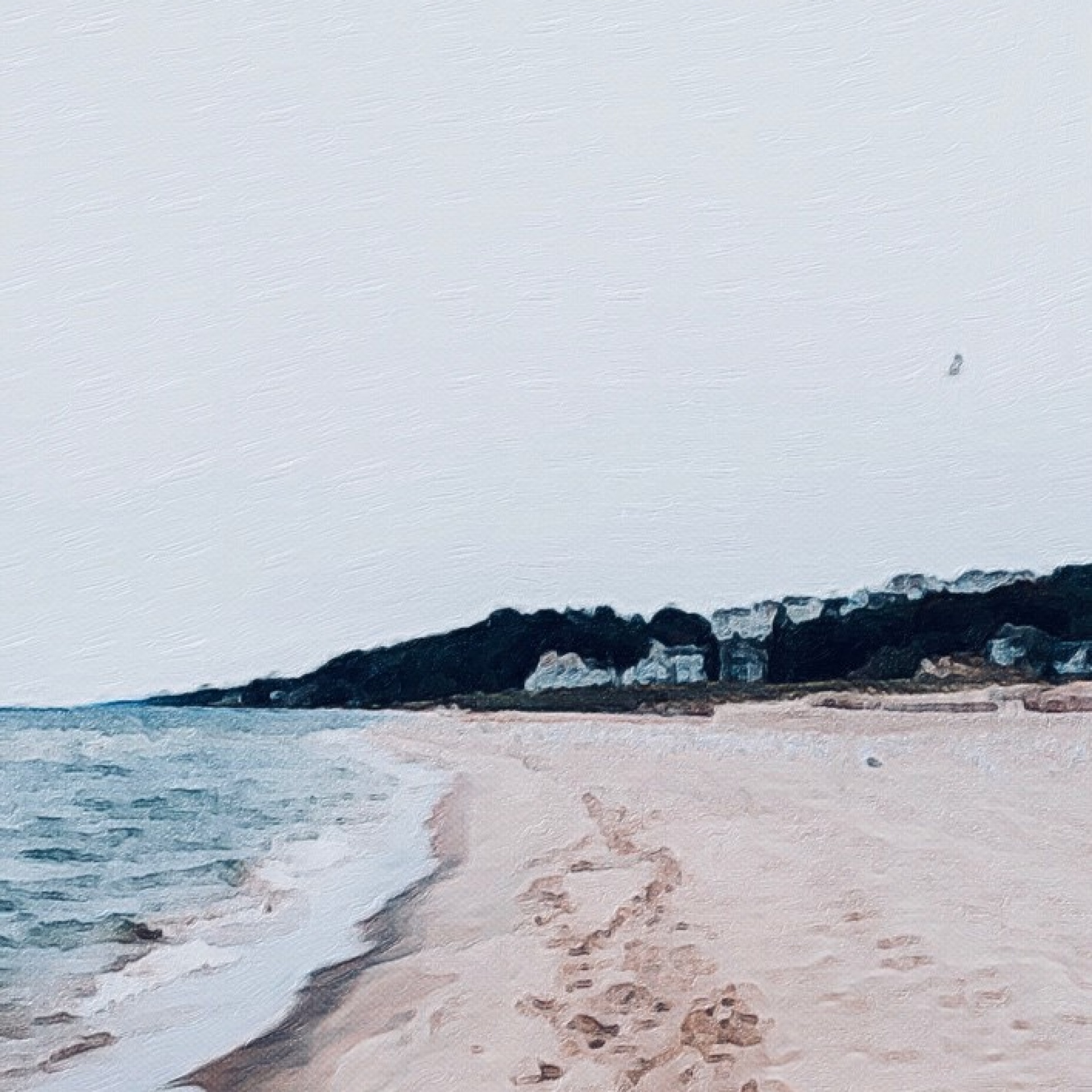 Painting of a beach by Carissa Weiser.